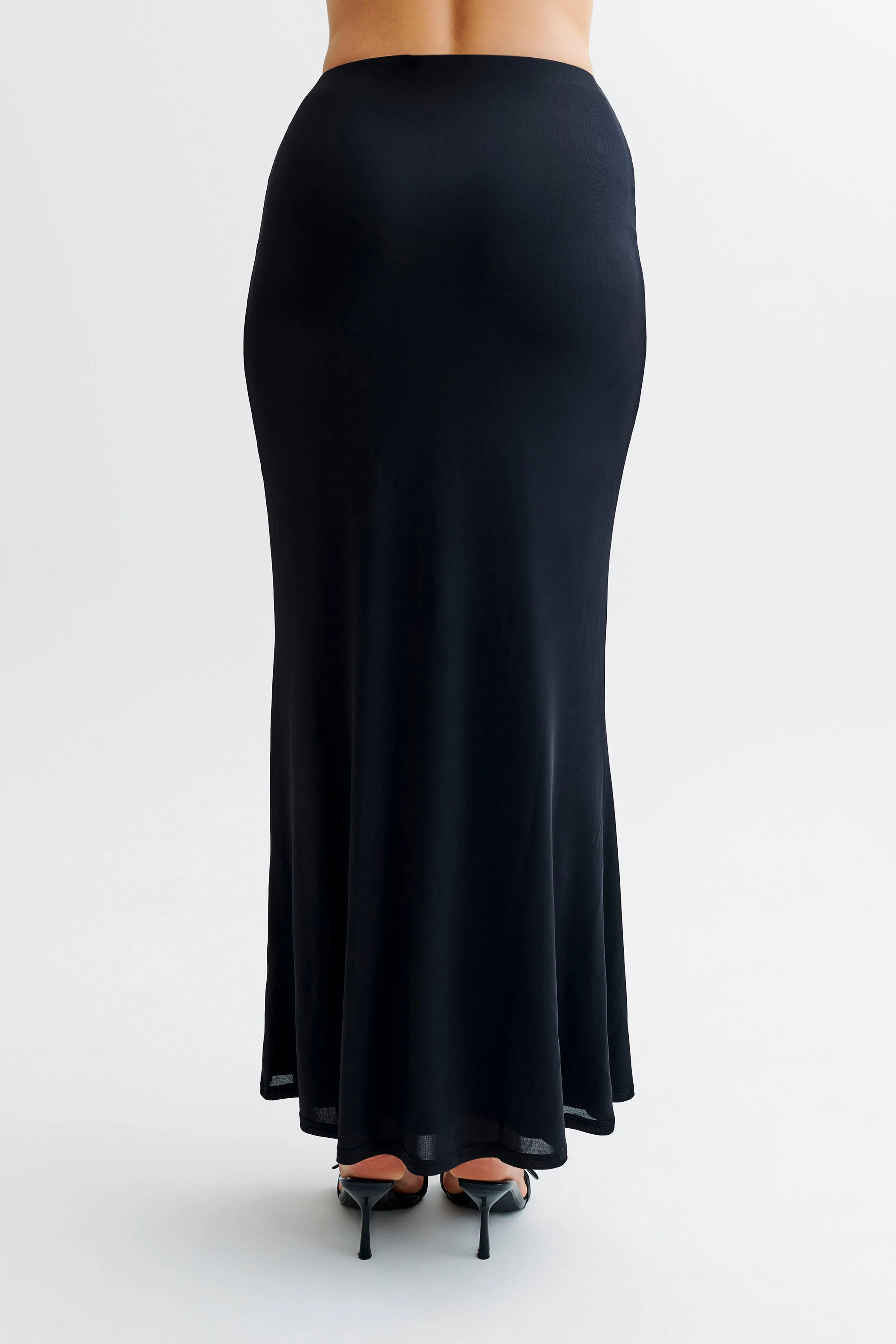 Bruna Slinky Fishtail Maxi Skirt - Black | MESHKI US