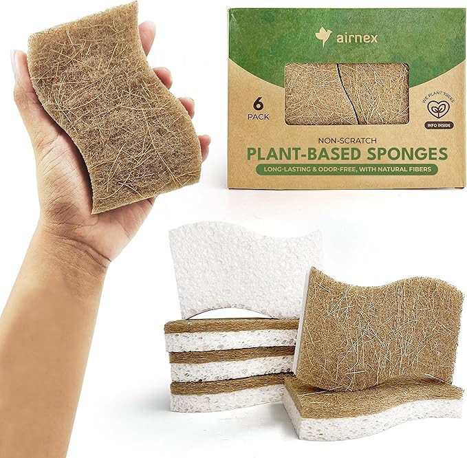 Biodegradable Natural Kitchen Sponge - Compostable Cellulose and Coconut Walnut Scrubber Sponge (... | Amazon (US)