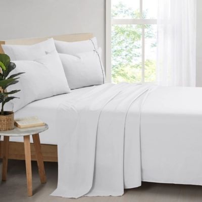 Swift Home Poly Bamboo King Sheet Set with Extra Pillowcases, White | Ashley Homestore