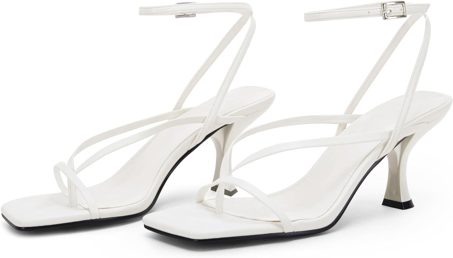 PiePieBuy Women's Lace Up Heeled Sandals Square Flip Flop High Heels Strappy Party Shoes | Amazon (US)