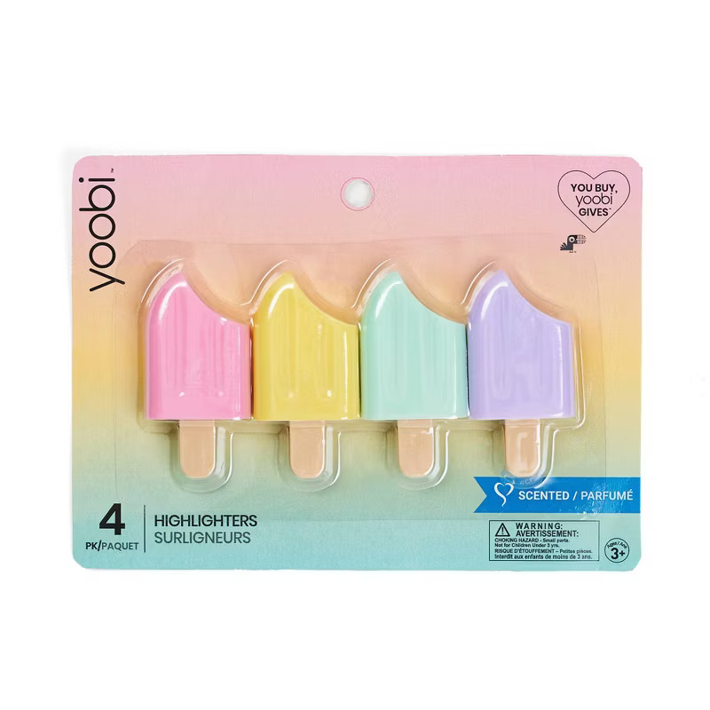 Yoobi™ 4pk Mini Novelty Highlighter Popsicle Assorted Colors | Target