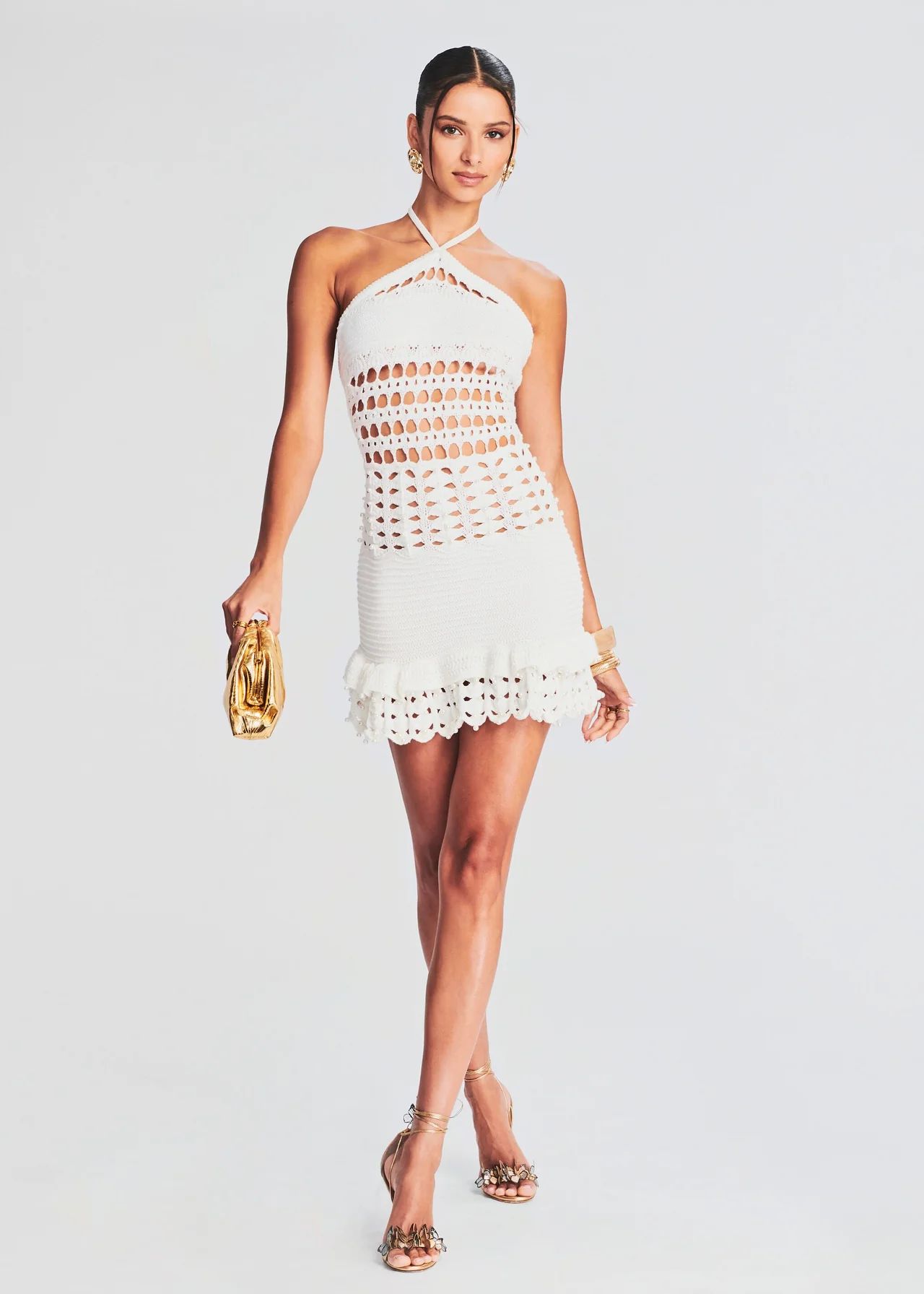 Eze Crochet Pearl Embellished Dress | Retrofete