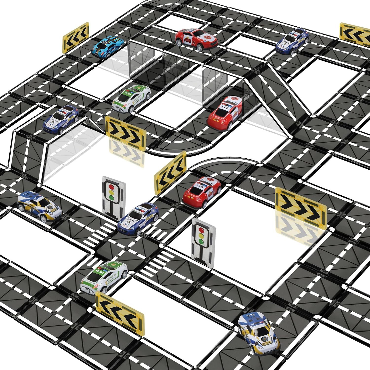 Magnetic Tiles Road Set with Pullback Car for Kids Ages 4-8 Boys Stem Toys | Amazon (US)