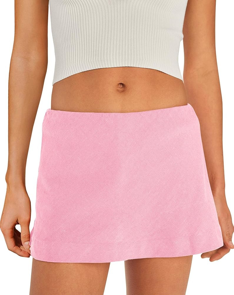 SENSERISE Womens Cotton Linen Skorts Mini Skirt with Shorts Underneath Short A Line Skirts Summer... | Amazon (US)