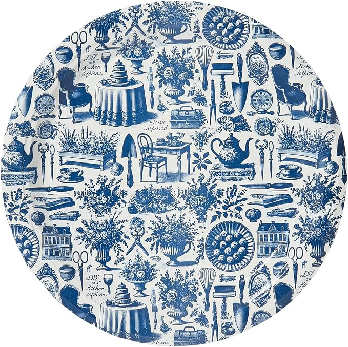 Set of 8 Disposable Paper Navy Martha's Garden Salad and Dessert Plate - Perfect for dinner parti... | Amazon (US)