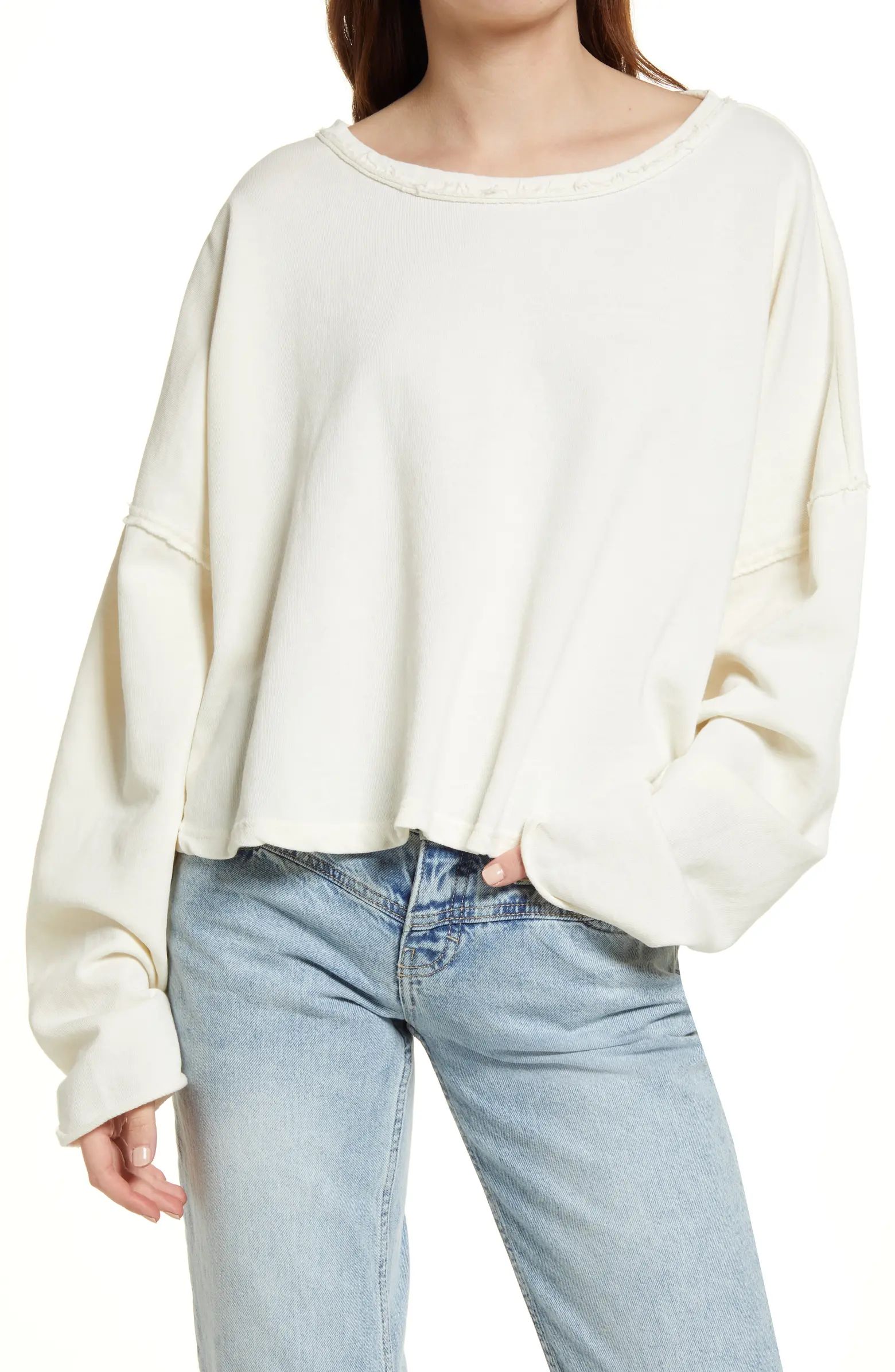 Free People See You Tonight Back Cutout Cotton Sweatshirt | Nordstrom | Nordstrom