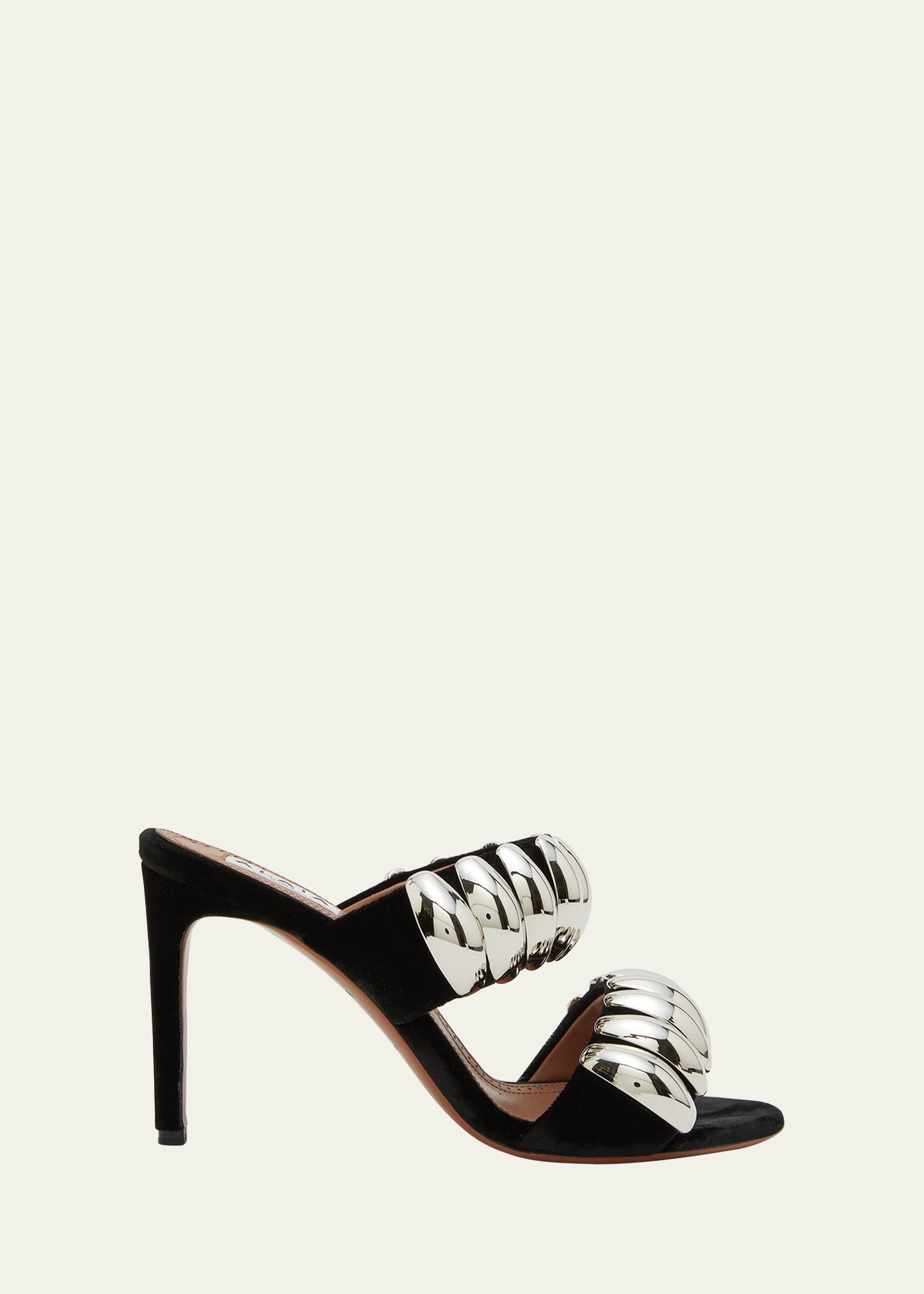 ALAIA Metal Velvet Dual-Band Mules | Bergdorf Goodman