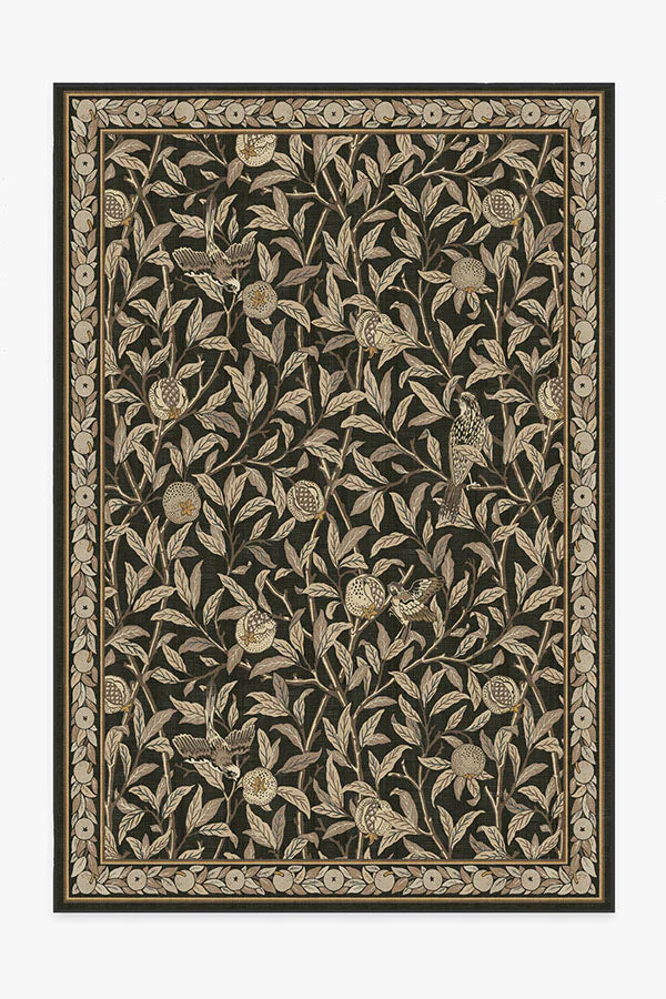 Bird & Pomegranate Soft Black Rug | Ruggable
