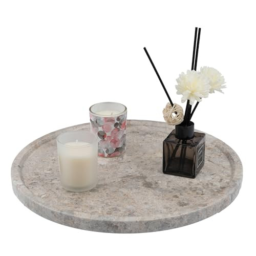 MIDUSO Round Natural Marble Vanity Tray, 11.8x11.8x0.8inch, Marble Trays for Decor/Kitchen Counter/Bathroom Countertop/Coffee Table Vanity Tray, Gray | Amazon (US)