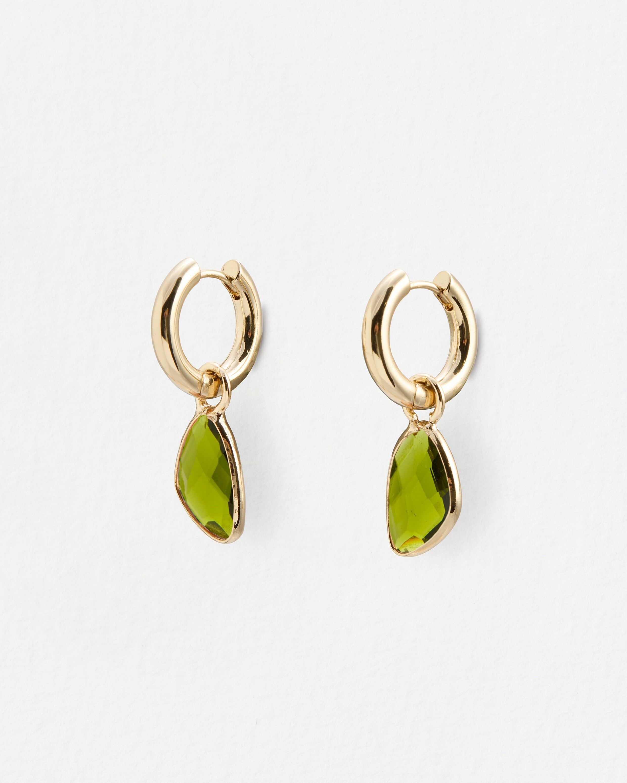 Melody Green Stone Detail Drop Huggies | Oliver Bonas | Oliver Bonas (Global)