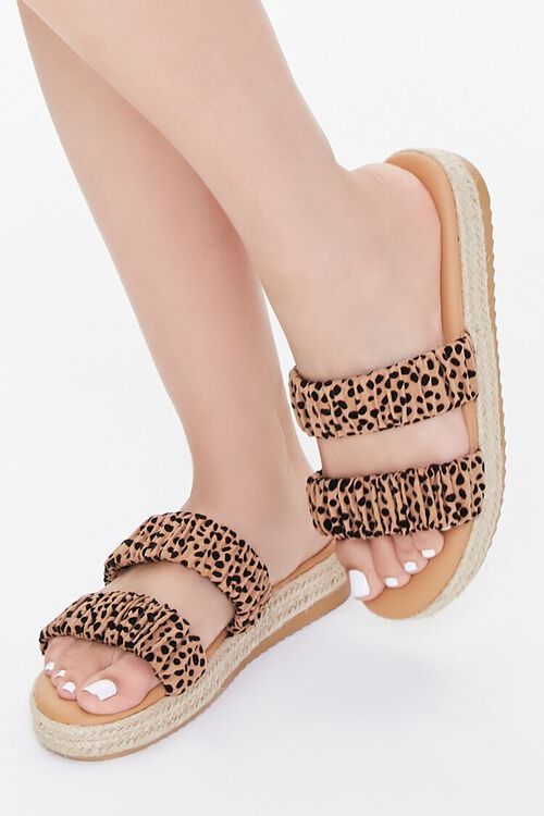 Leopard Print Ruched-Strap Espadrille Wedges | Forever 21 (US)