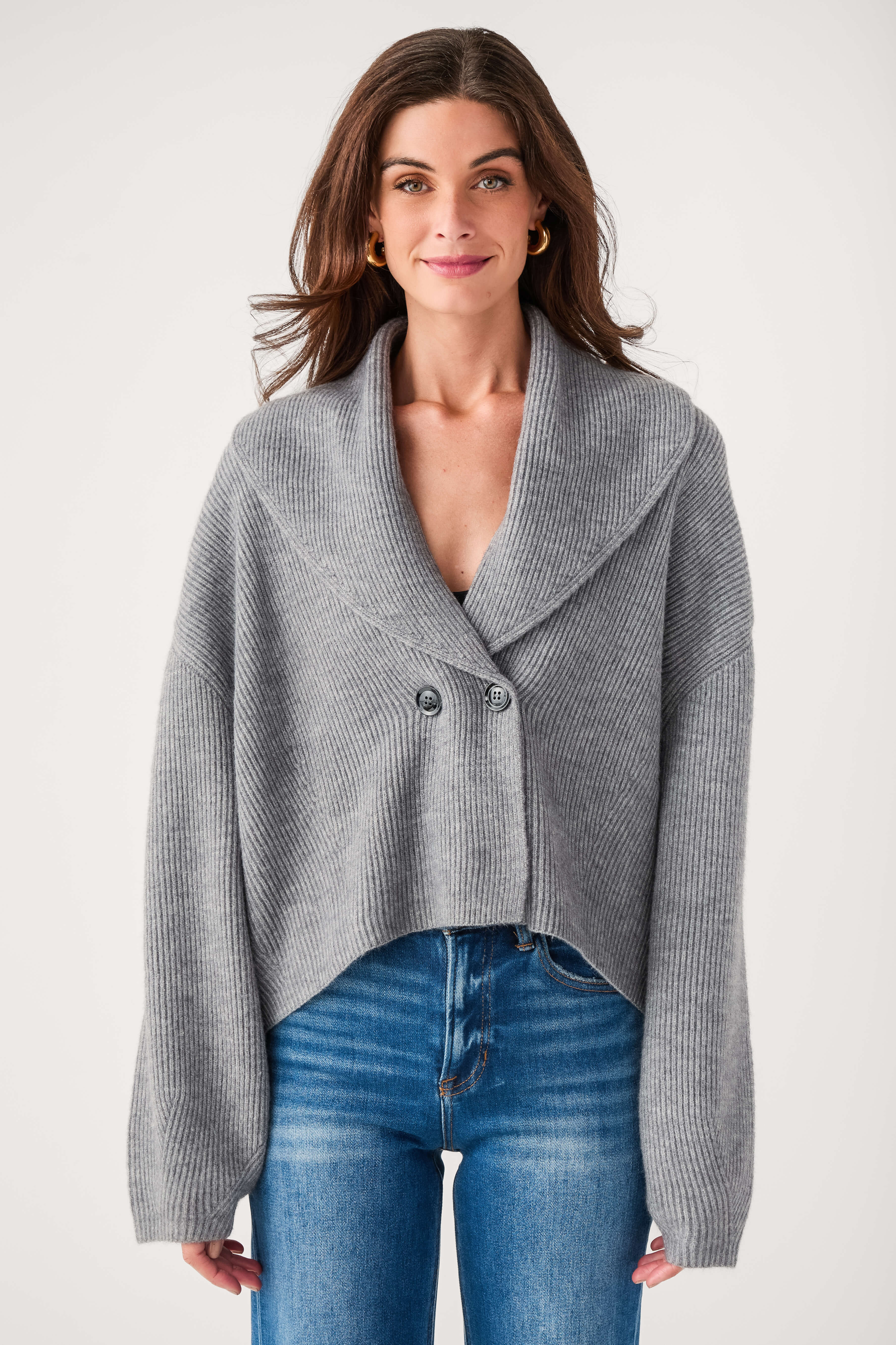 Lalavon Shawl Collar Cardigan | Social Threads