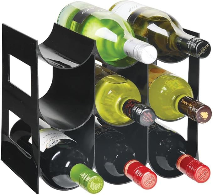 mDesign Plastic Water Bottle Organization/Wine Rack Storage Organizer for Kitchen Countertops, Ca... | Amazon (US)