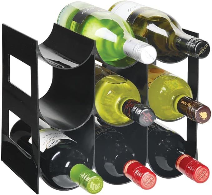 mDesign Plastic Water Bottle Organization/Wine Rack Storage Organizer for Kitchen Countertops, Ca... | Amazon (US)