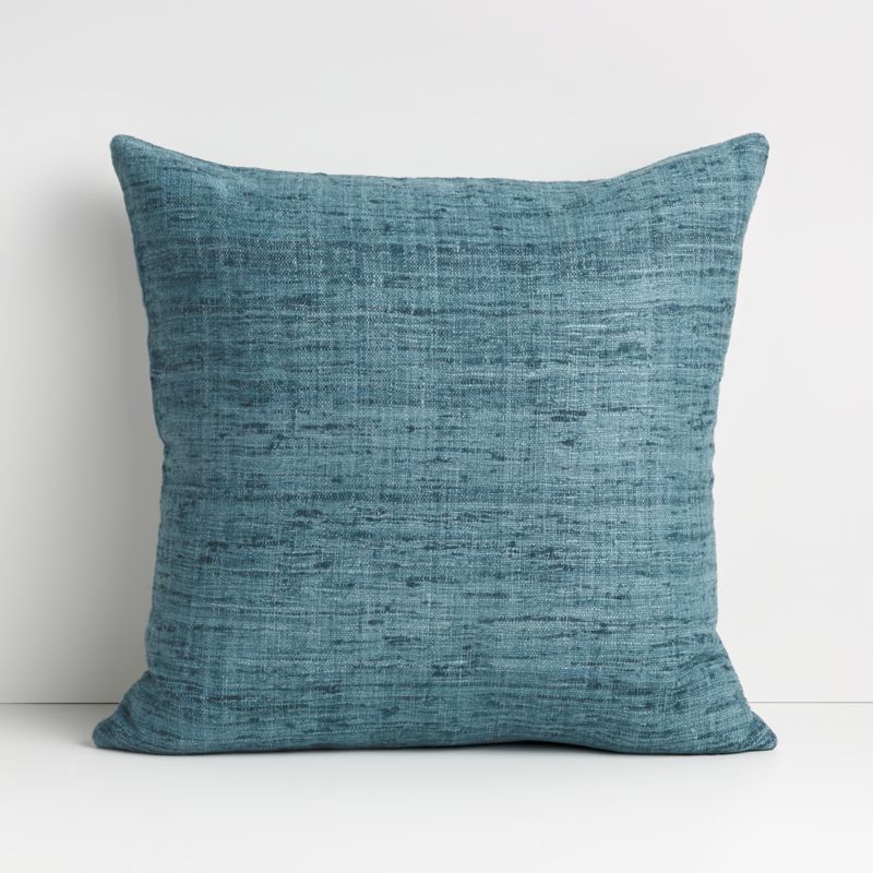 Aqua 20"x20" Square Cotton Sari Silk Decorative Throw Pillow Cover + Reviews | Crate & Barrel | Crate & Barrel