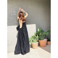 Hand Dye Maxi Dress, Black Backless Oversized Dress, Tie Shoulder Open Back Dress, Summer Dress | Etsy (US)