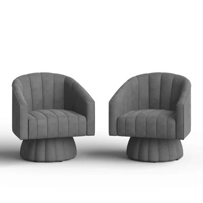Upholstered Oversize Swivel Armchair (Set Of 2) | Wayfair North America