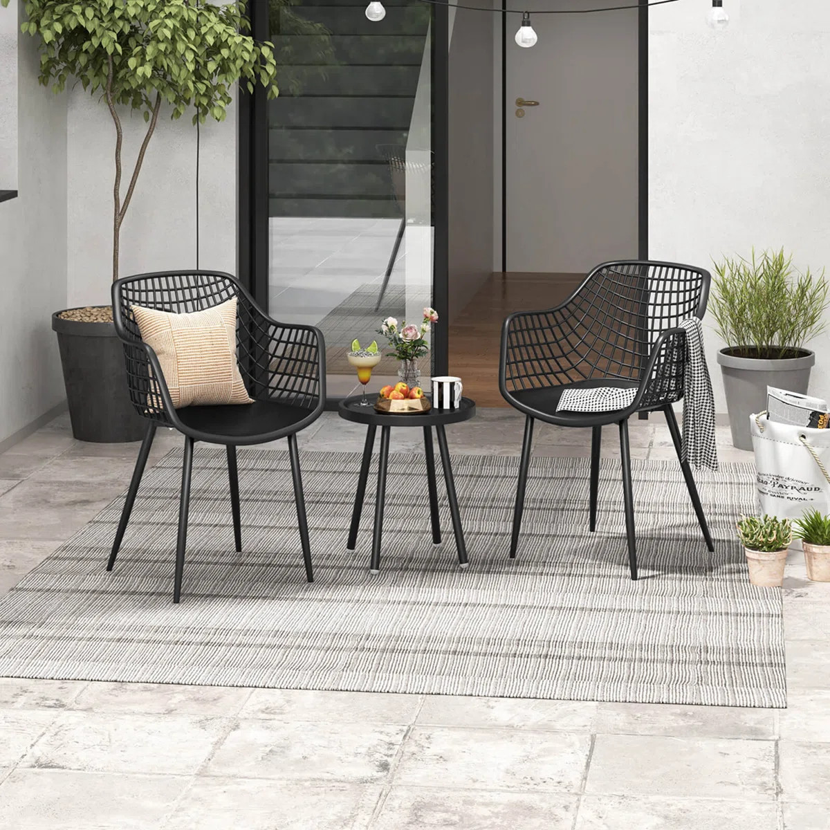 George Oliver 3 Piece Patio Bistro Set All Weather Heavy Duty Table And Chairs Set Of 2 | Wayfair North America