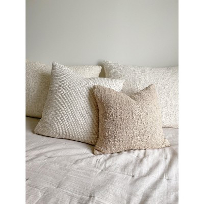 Cozy Cotton Beige Boucle Pillow 20x20 20x20 / Down Alternative / Beige | Target