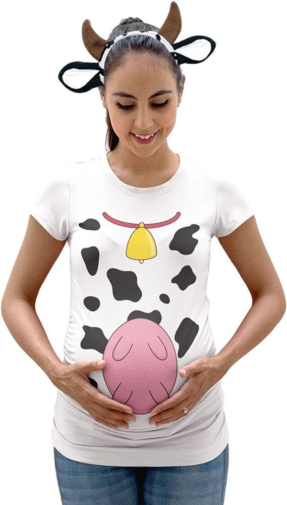animalworld Halloween Costume Cow Udders Funny Maternity Costume T Shirt with Cow Ears Headband | Amazon (US)