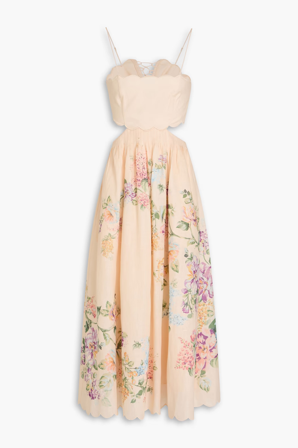 Cutout floral-print linen midi dress | The Outnet (APAC)