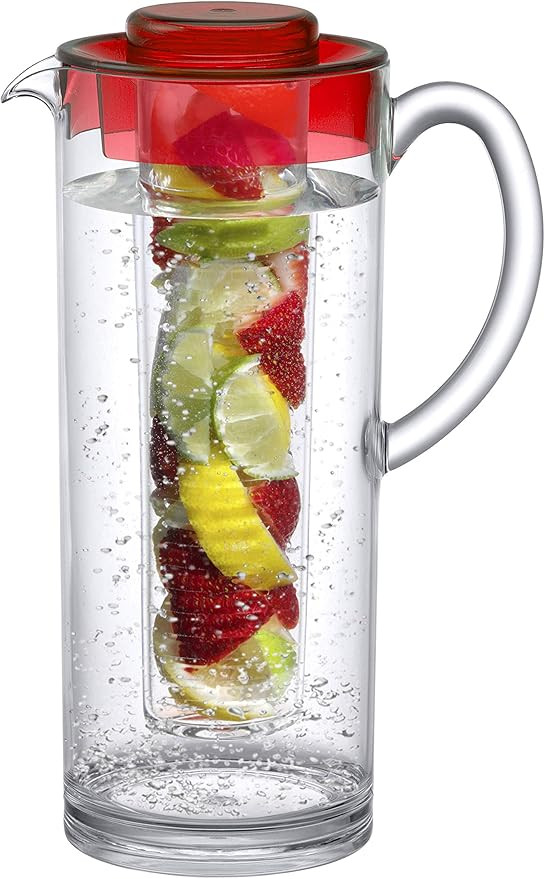 Prodyne Trim Fruit Infusion Pitcher, 60 oz, Red | Amazon (US)