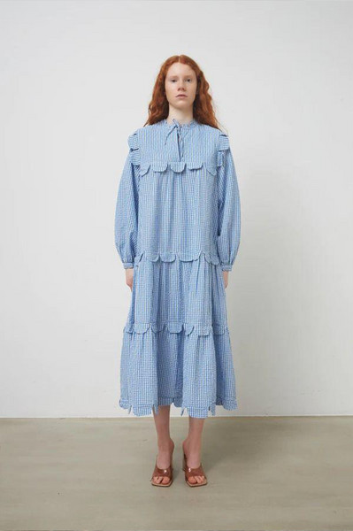 Stella Nova Loan Creme Blue Dress - Trouva | Trouva (Global)