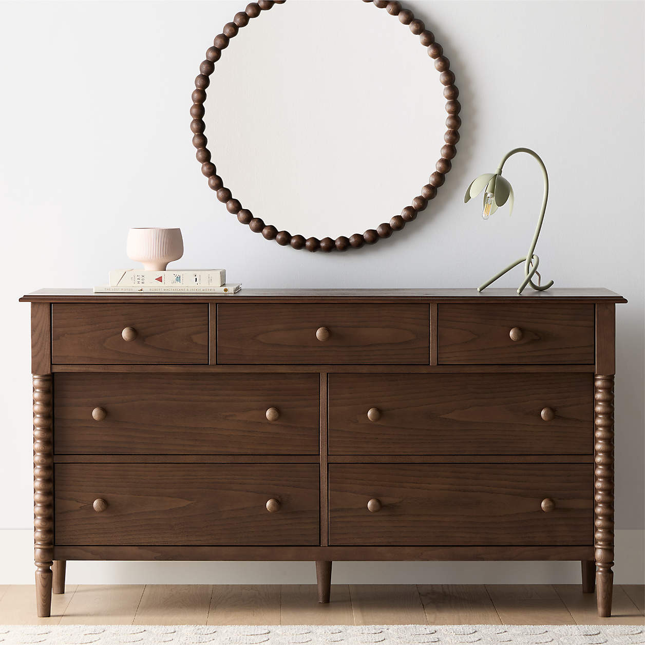Jenny Lind 62" Deep Brown Wood Extra Wide 7-Drawer Kids Dresser + Reviews | Crate & Kids | Crate & Barrel