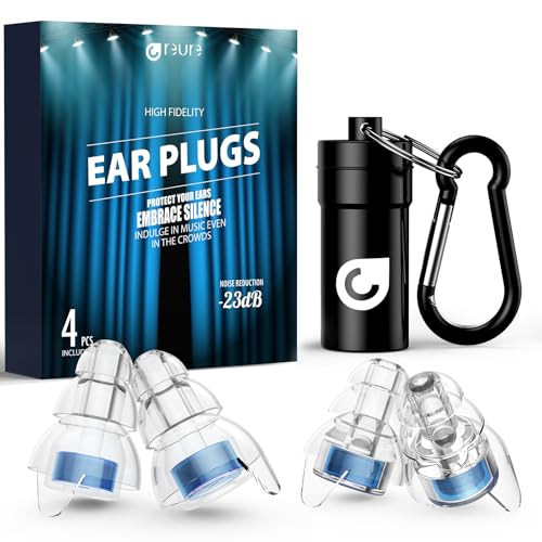 Reure High Fidelity Concert Ear Plugs, Noise Cancelling Silicone Ear Plugs 2 Pairs Great for Concerts Loud Music, Musicians, Motorcycles, Airplanes, Raves, Hearing Protection -23 dB | Amazon (US)