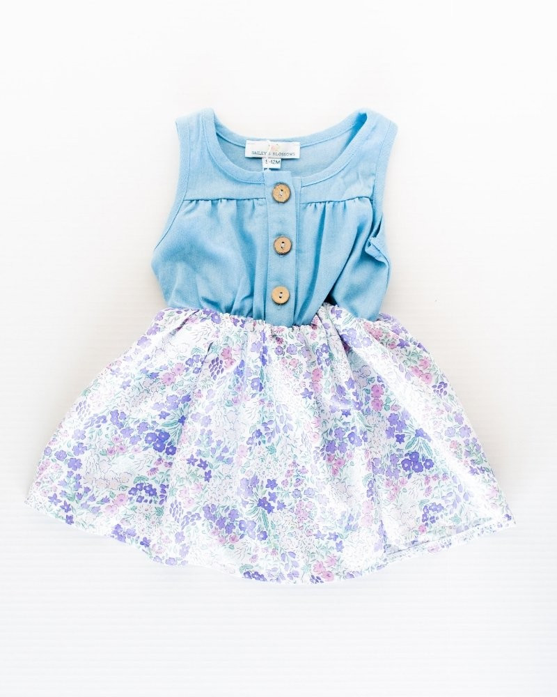 Rosie Country Day Dress - Purple Floral | Bailey's Blossoms