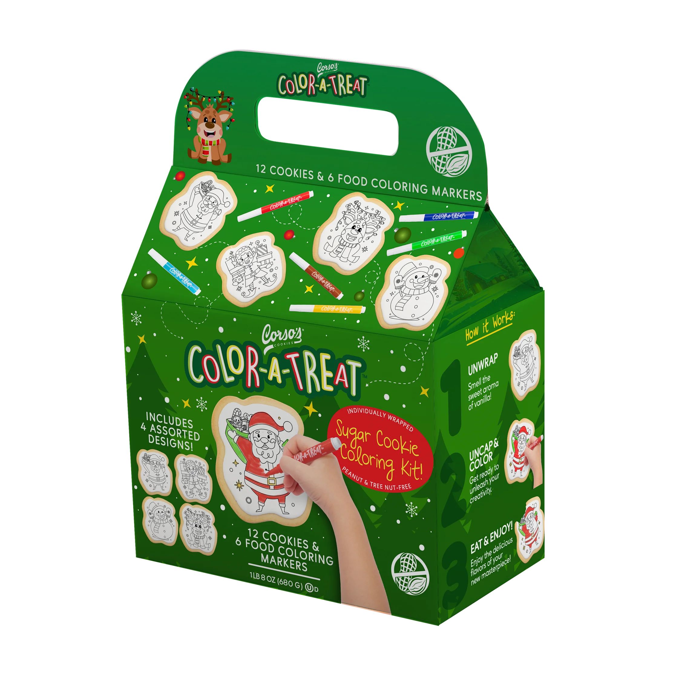 Corso's Cookies Merry Christmas Color-a-Treat Cookie Coloring Kit, 12-Count, 24oz, Includes 12 Va... | Walmart (US)