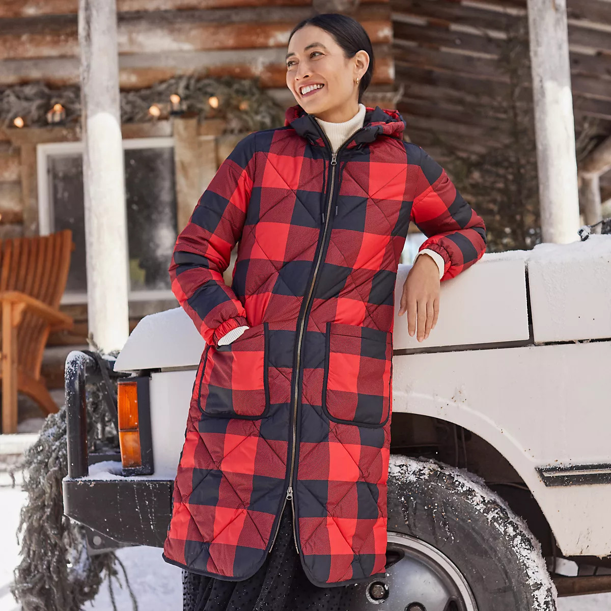 Women's Print FeatherFree Insulated Diamond Quilted Maxi Coat | Lands' End (US)