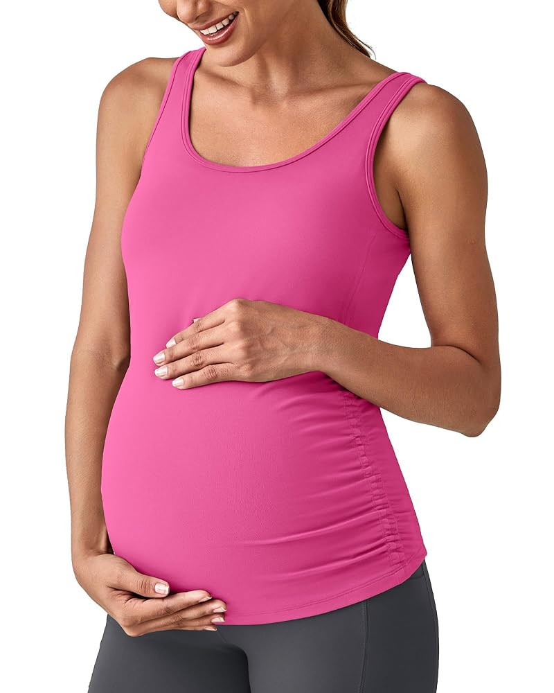 G4Free BareFeel Built in Bra Maternity Tank Tops with Removable Pads Ruched Sleeveless Stretchy P... | Amazon (US)