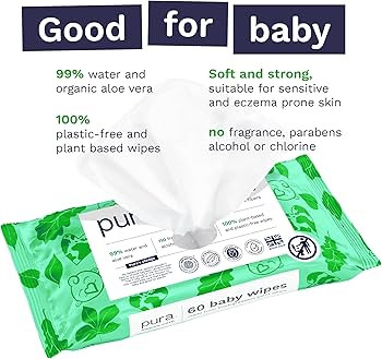 Pura Natural Sensitive Baby Wipes, 99% Water, Unscented & Hypoallergenic, Suitable for Sensitive ... | Amazon (US)