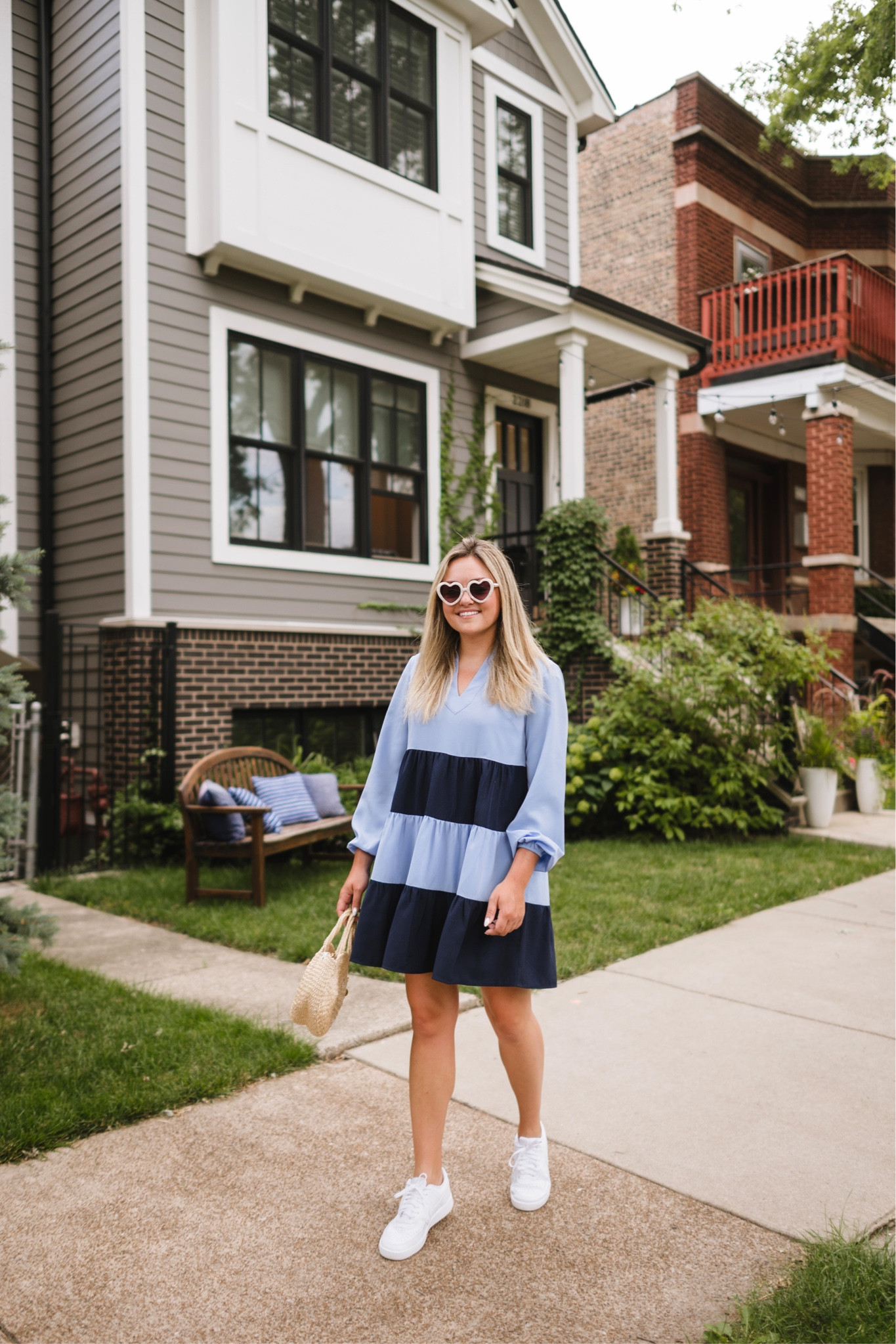 My colorblocked long-sleeved swing dress is currently 50% off — only $114 for an excellently made classic dress. Linking my heart shaped sunglasses and white Nike sneakers under $100, too.

#LTKsalealert #LTKshoecrush #LTKunder100