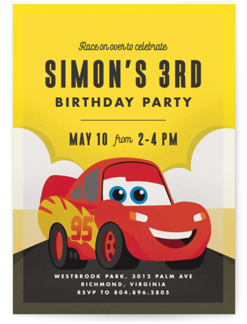 Disney And Pixar's Cars Kachow Children's Birthday Party Invitations | Minted