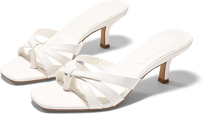 Coutgo Womens Strappy Kitten Heels Sandals Square Open Toe Flip Flops Slip On Slides Summer Dress... | Amazon (US)