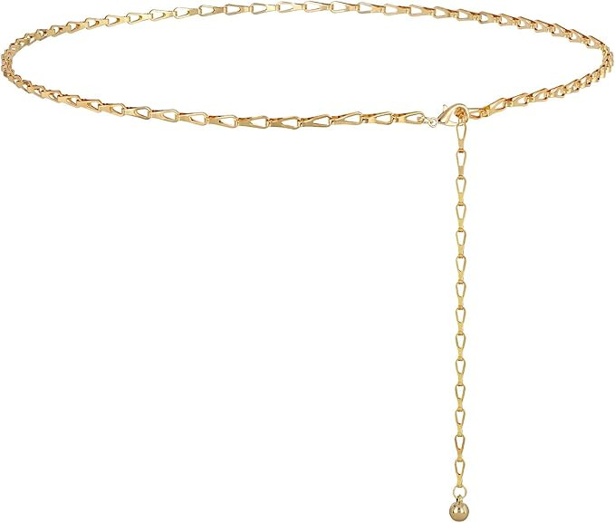 Gold Metal Waist Chain for Women - Adjustable Body Chain with Link Belts for Dress & Jeans | Amazon (US)