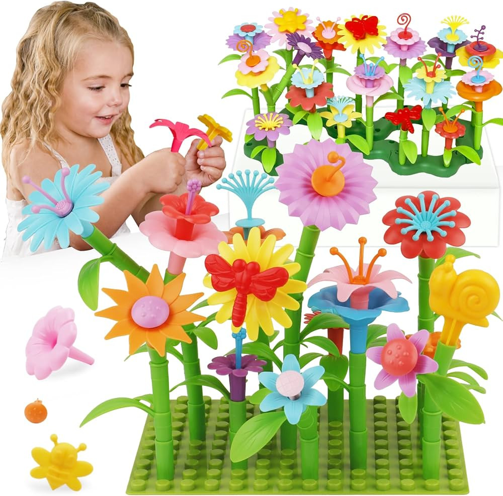 3-6 Years Old Toddler Toys - Flower Garden Building Toy with Insect Pegs, Educational Activity Gi... | Amazon (US)