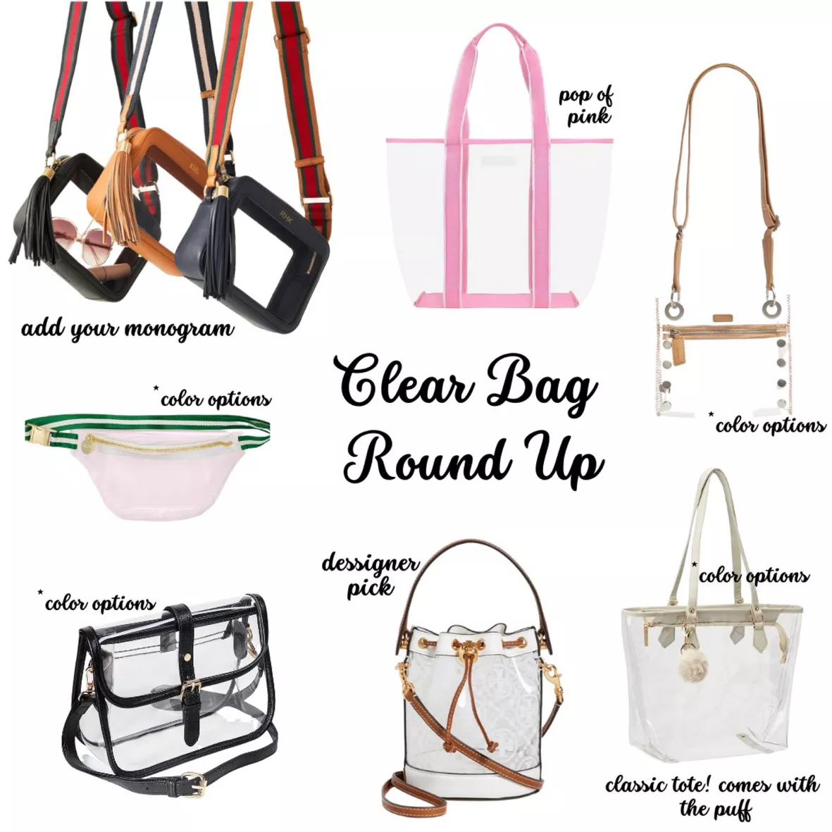 T Monogram Clear Bucket Bag, Handbags