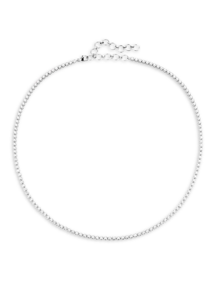 14K White Gold & 4.00 TCW Natural Diamond Tennis Necklace/16-19" | Saks Fifth Avenue