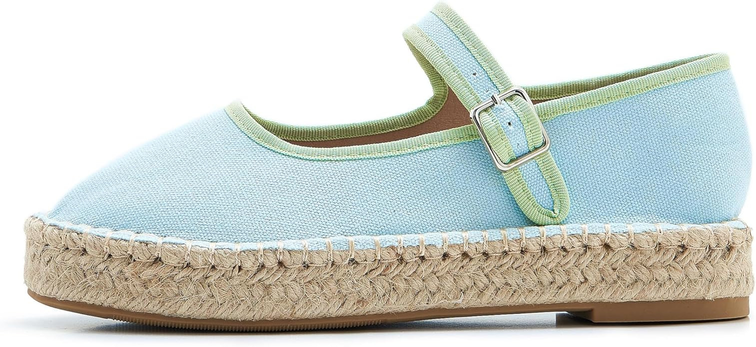 Women's Mary Jane Espadrilles Woven Espadrille Outsole Canvas Summer Flats | Amazon (US)