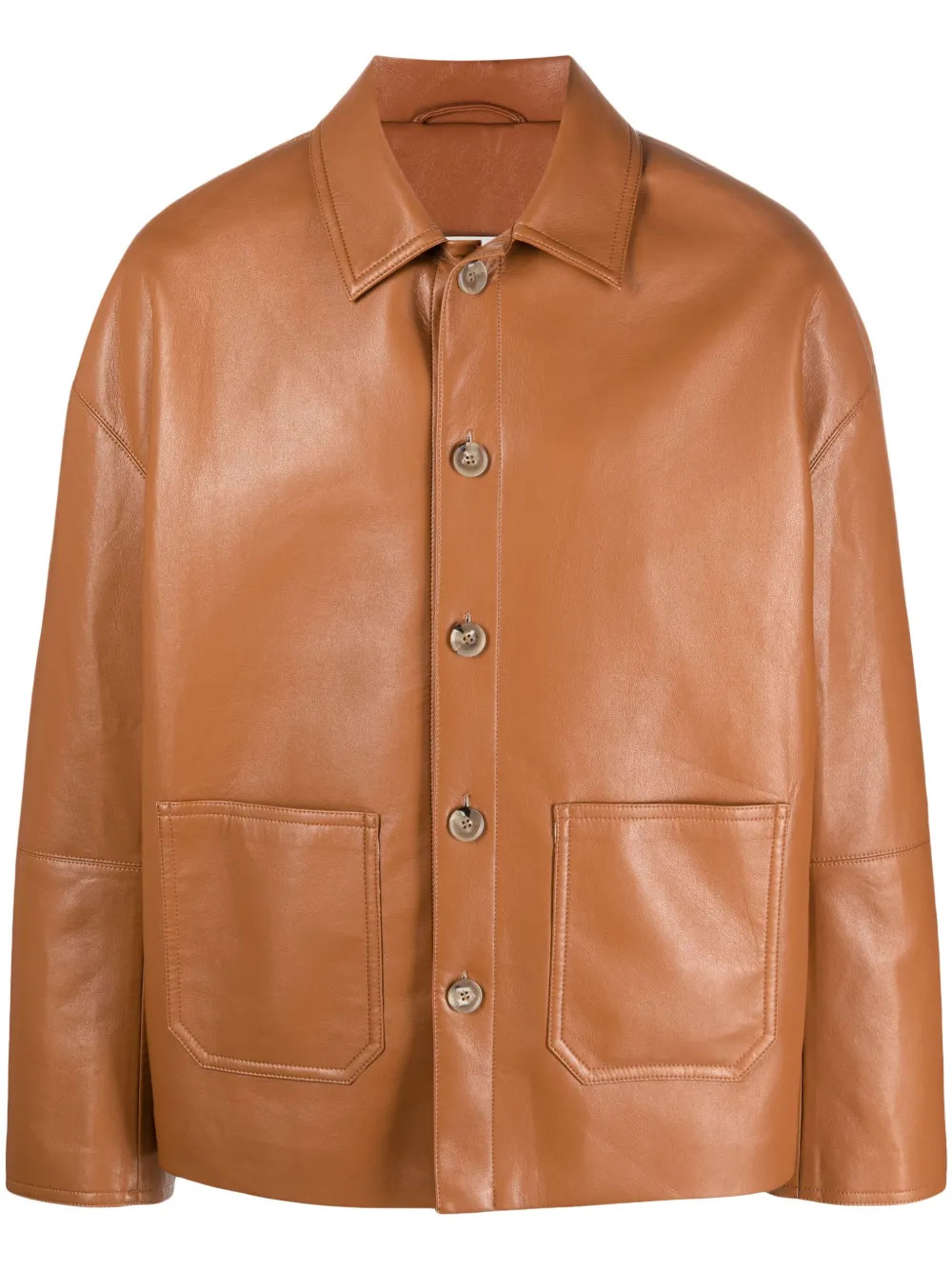 Nanushka Seger regenerated-leather Shirt Jacket | Brown | FARFETCH GE | Farfetch Global