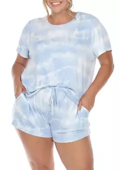 White Mark Plus Size 2 Piece Top & Shorts Lounge Set | Belk