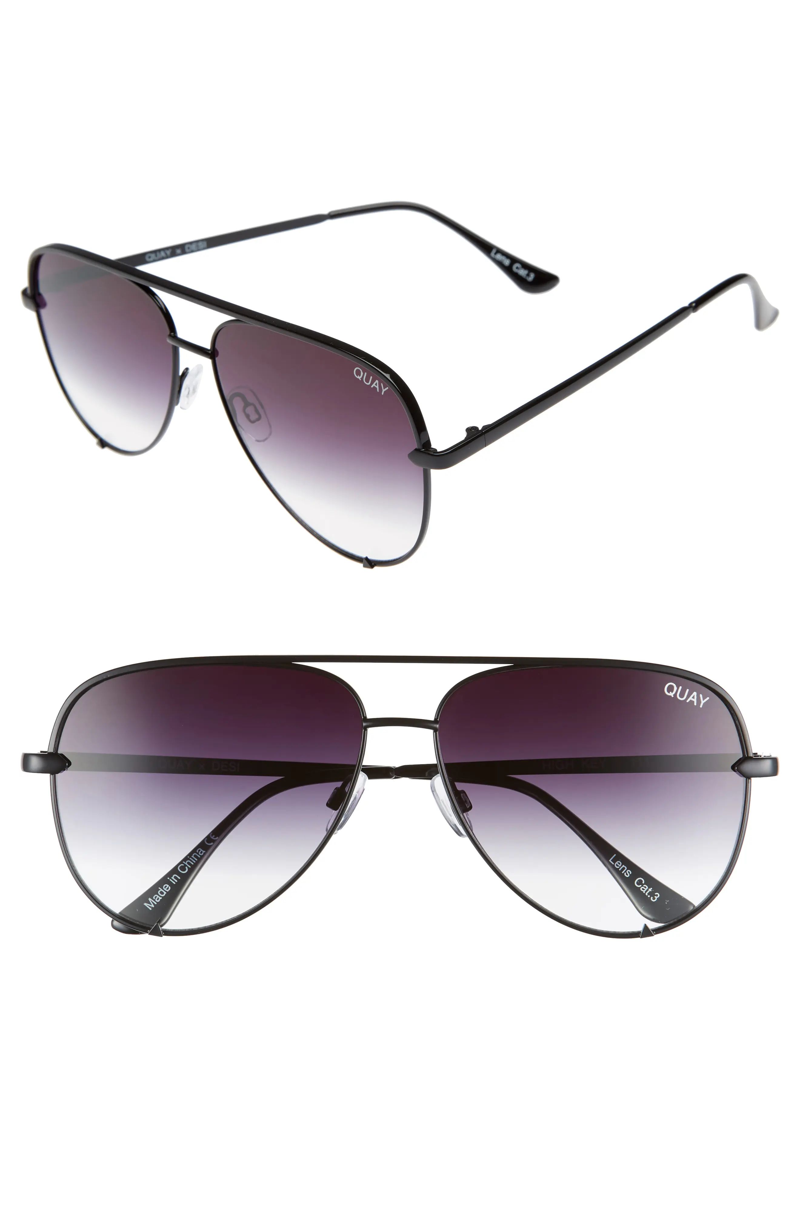 QUAY AUSTRALIA x Desi Perkins High Key 62mm Aviator Sunglasses, Alternate, color, BLACK FADE TO C... | Nordstrom