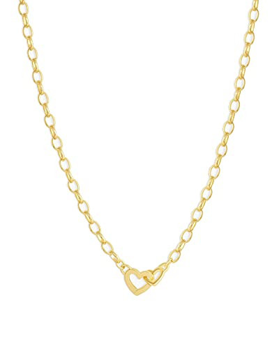 gorjana - Parker Heart Mini Necklace 16 1/2" - 18K Gold Plated - Cable Chain & Interlocking Double Open Hearts - Ideal Gift Packaging | Amazon (US)