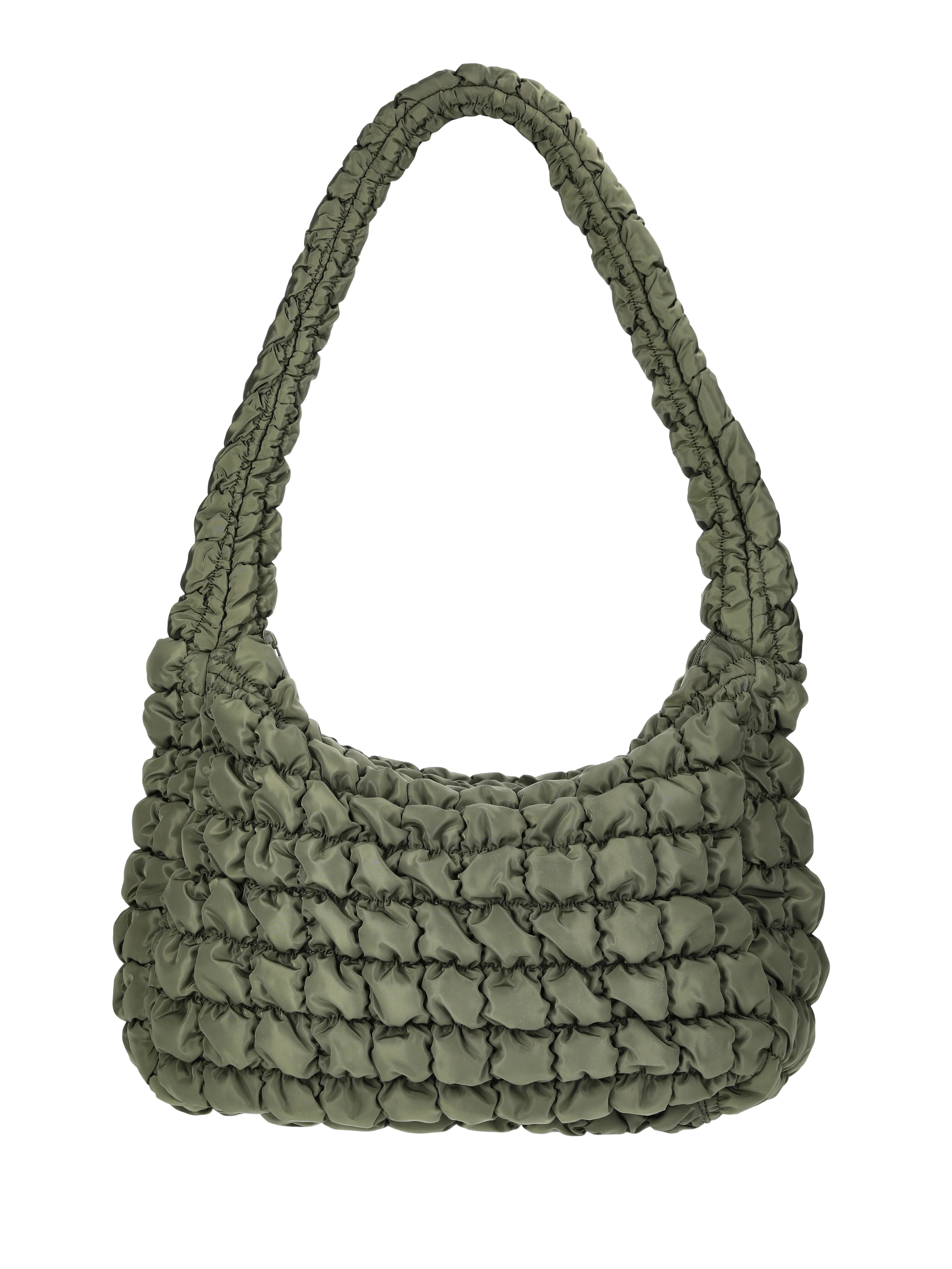 No Boundaries Women's Quilted Puffer Oversized Shoulder Hobo Bag, Olive | Walmart (US)