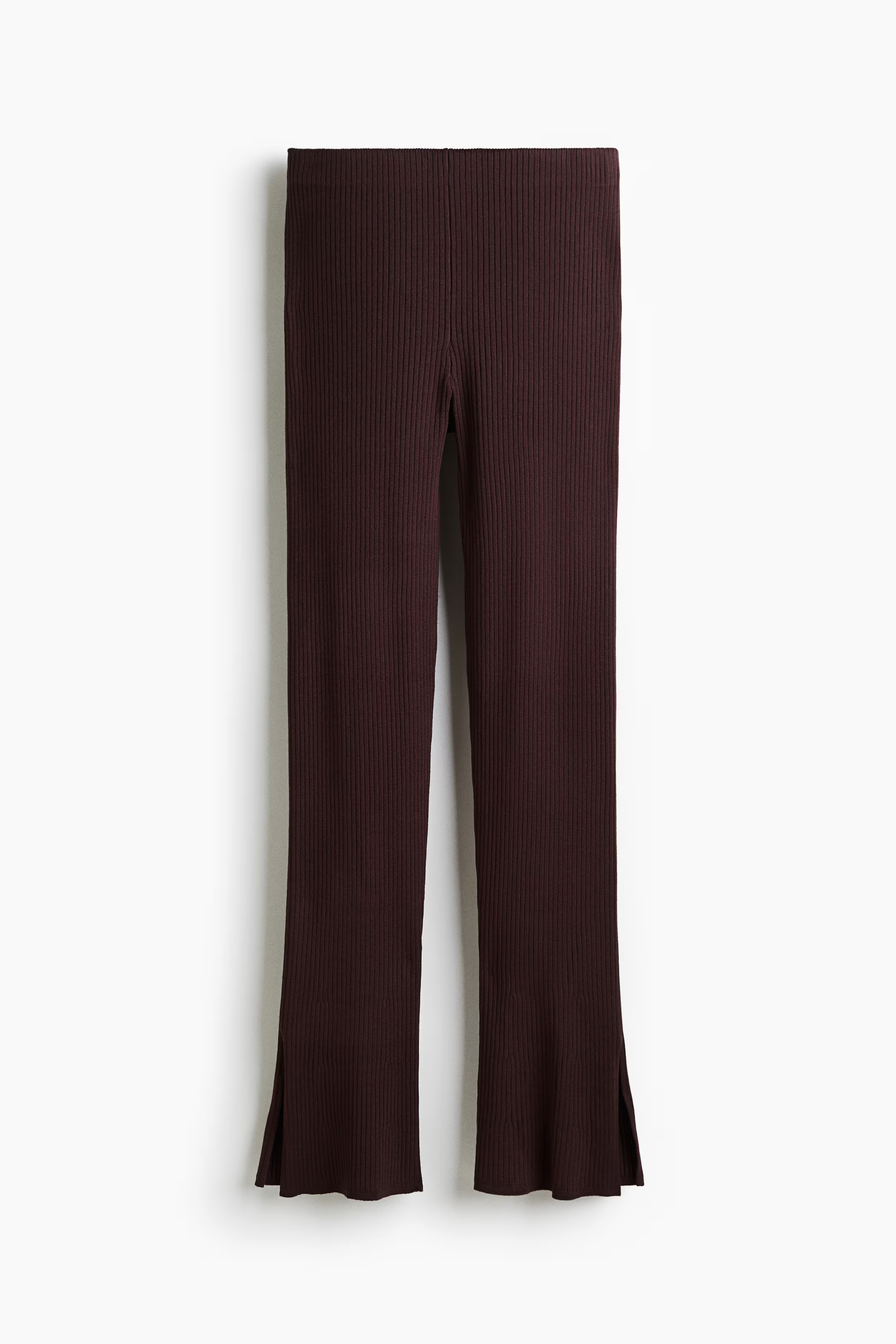 Rib-knit trousers - Dark brown - Ladies | H&M GB | H&M (UK, MY, IN, SG, PH, TW, HK)