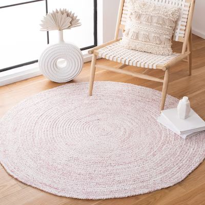 Safavieh Braided Gioconda 6 x 6 Braided Ivory/Pink Round Indoor Abstract Farmhouse/Cottage Area R... | Lowe's