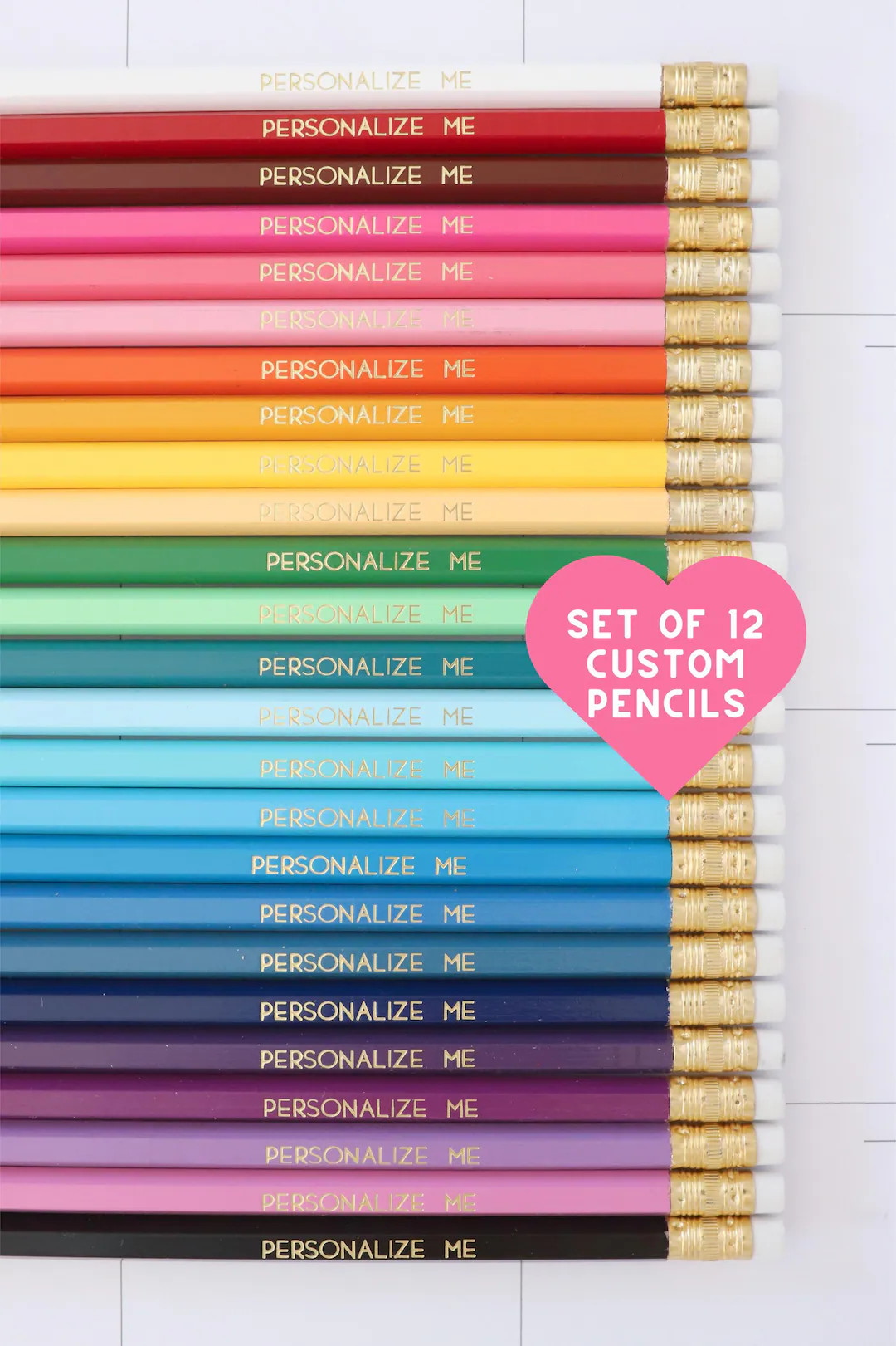 Personalized Hand Stamped Pencils: Custom Gold Foil, Set of 12 - Etsy | Etsy (Global)